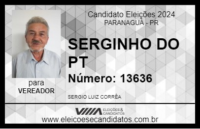 Candidato SERGINHO DO PT 2024 - PARANAGUÁ - Eleições