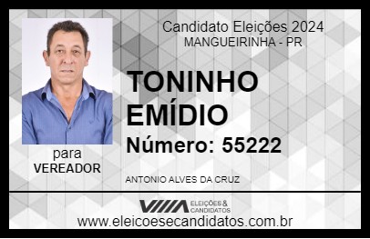 Candidato TONINHO EMÍDIO 2024 - MANGUEIRINHA - Eleições