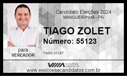 Candidato TIAGO ZOLET 2024 - MANGUEIRINHA - Eleições