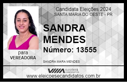 Candidato SANDRA MENDES 2024 - SANTA MARIA DO OESTE - Eleições