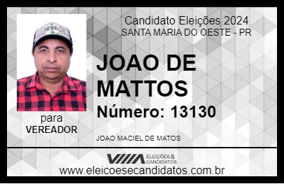 Candidato JOAO DE MATTOS 2024 - SANTA MARIA DO OESTE - Eleições