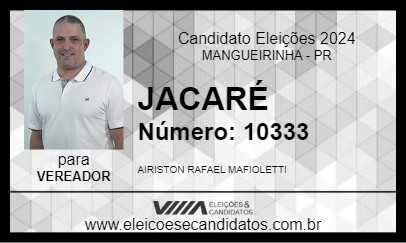 Candidato JACARÉ 2024 - MANGUEIRINHA - Eleições