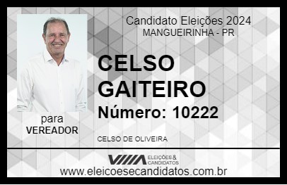 Candidato CELSO GAITEIRO 2024 - MANGUEIRINHA - Eleições