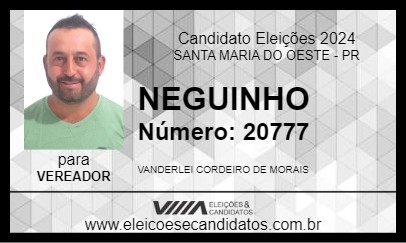 Candidato NEGUINHO 2024 - SANTA MARIA DO OESTE - Eleições