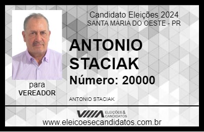 Candidato ANTONIO STACIAK 2024 - SANTA MARIA DO OESTE - Eleições