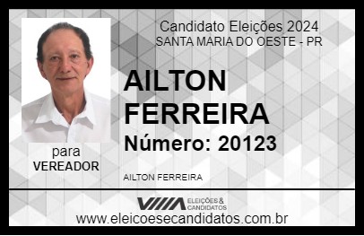 Candidato AILTON FERREIRA 2024 - SANTA MARIA DO OESTE - Eleições