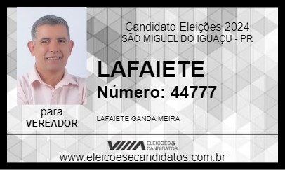 Candidato LAFAIETE 2024 - SÃO MIGUEL DO IGUAÇU - Eleições