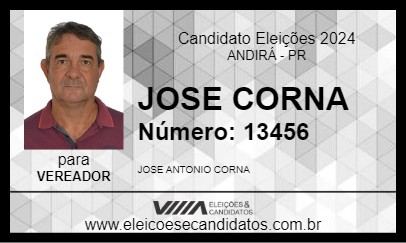 Candidato JOSE CORNA 2024 - ANDIRÁ - Eleições