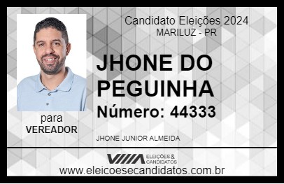 Candidato JHONE DO PEGUINHA 2024 - MARILUZ - Eleições