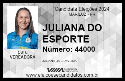 Candidato JULIANA DO ESPORTE 2024 - MARILUZ - Eleições