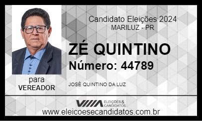 Candidato ZÉ QUINTINO 2024 - MARILUZ - Eleições