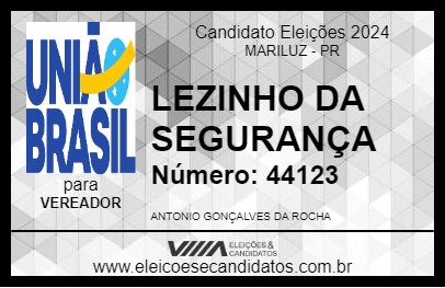 Candidato LEZINHO DA SEGURANÇA 2024 - MARILUZ - Eleições