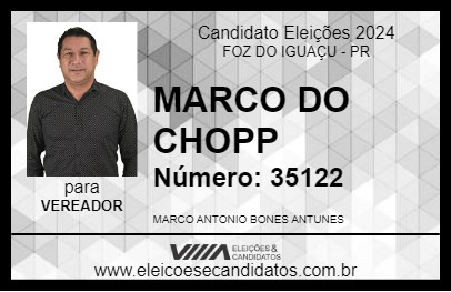 Candidato MARCO DO CHOPP 2024 - FOZ DO IGUAÇU - Eleições