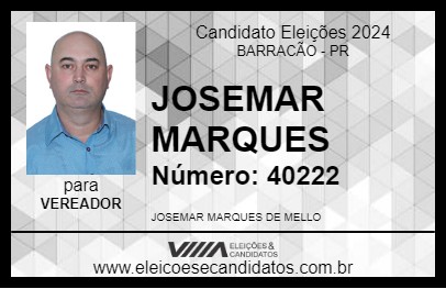 Candidato JOSEMAR MARQUES 2024 - BARRACÃO - Eleições