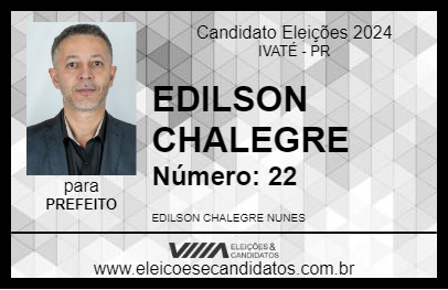 Candidato EDILSON CHALEGRE 2024 - IVATÉ - Eleições