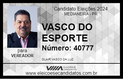 Candidato VASCO DO ESPORTE 2024 - MEDIANEIRA - Eleições