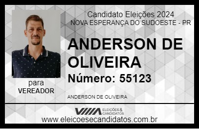 Candidato ANDERSON DE OLIVEIRA 2024 - NOVA ESPERANÇA DO SUDOESTE - Eleições