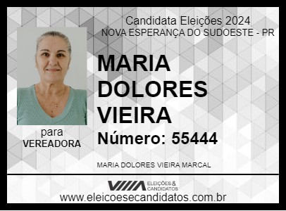 Candidato DOLORES MARÇAL 2024 - NOVA ESPERANÇA DO SUDOESTE - Eleições