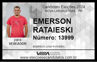 Candidato EMERSON RATAIESKI 2024 - NOVA LARANJEIRAS - Eleições