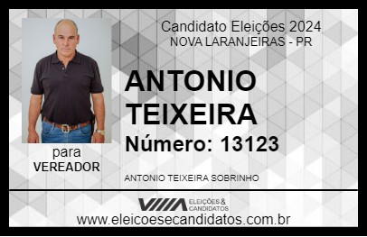 Candidato ANTONIO TEIXEIRA 2024 - NOVA LARANJEIRAS - Eleições