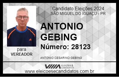 Candidato GEBING 2024 - SÃO MIGUEL DO IGUAÇU - Eleições