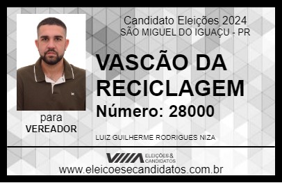 Candidato VASCÃO DA RECICLAGEM 2024 - SÃO MIGUEL DO IGUAÇU - Eleições