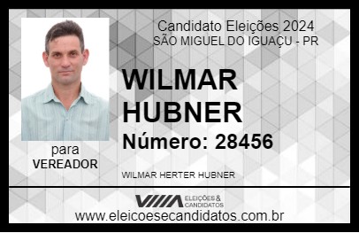 Candidato WILMAR HUBNER 2024 - SÃO MIGUEL DO IGUAÇU - Eleições