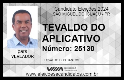 Candidato TEVALDO DO APLICATIVO 2024 - SÃO MIGUEL DO IGUAÇU - Eleições