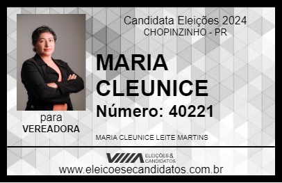 Candidato MARIA CLEUNICE 2024 - CHOPINZINHO - Eleições