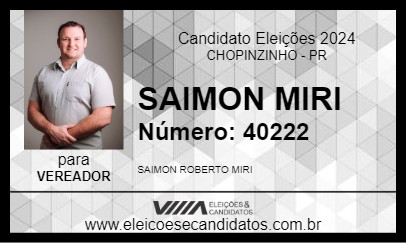 Candidato SAIMON MIRI 2024 - CHOPINZINHO - Eleições