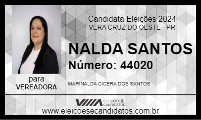 Candidato NALDA SANTOS 2024 - VERA CRUZ DO OESTE - Eleições