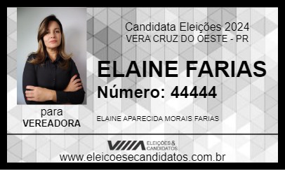 Candidato ELAINE FARIAS 2024 - VERA CRUZ DO OESTE - Eleições