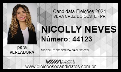 Candidato NICOLLY NEVES 2024 - VERA CRUZ DO OESTE - Eleições