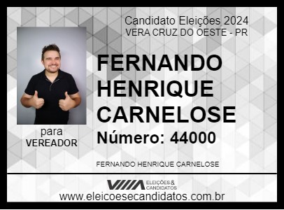 Candidato FERNANDO CARNELOSE 2024 - VERA CRUZ DO OESTE - Eleições