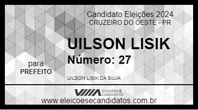 Candidato UILSON LISIK 2024 - CRUZEIRO DO OESTE - Eleições