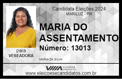 Candidato MARIA DO ASSENTAMENTO 2024 - MARILUZ - Eleições