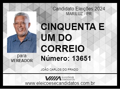 Candidato CINQUENTA E UM DO CORREIO 2024 - MARILUZ - Eleições