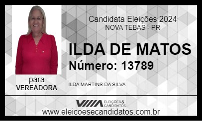 Candidato ILDA DE MATOS 2024 - NOVA TEBAS - Eleições