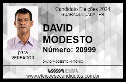 Candidato DAVID MODESTO 2024 - GUARAQUEÇABA - Eleições