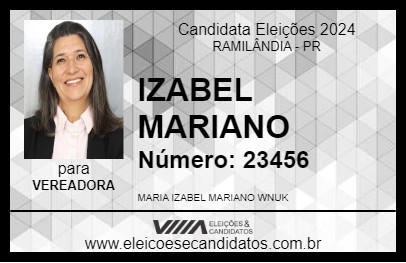 Candidato IZABEL MARIANO 2024 - RAMILÂNDIA - Eleições