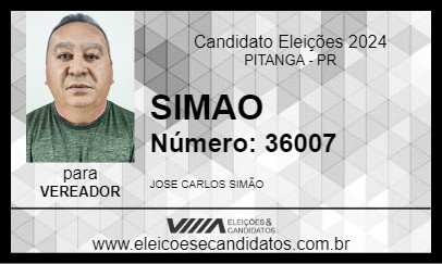 Candidato SIMÃO DO TRANSPORTE 2024 - PITANGA - Eleições