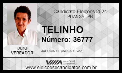 Candidato TELINHO 2024 - PITANGA - Eleições