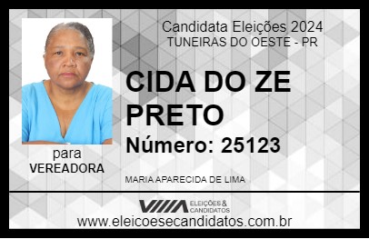 Candidato CIDA DO ZE PRETO 2024 - TUNEIRAS DO OESTE - Eleições