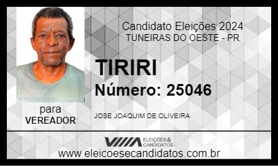 Candidato TIRIRI 2024 - TUNEIRAS DO OESTE - Eleições