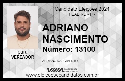 Candidato ADRIANO NASCIMENTO 2024 - PEABIRU - Eleições