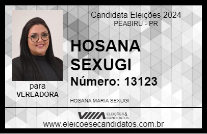 Candidato HOSANA SEXUGI 2024 - PEABIRU - Eleições