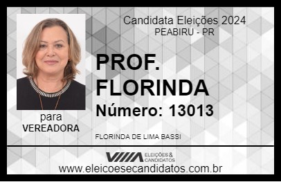 Candidato PROF. FLORINDA 2024 - PEABIRU - Eleições