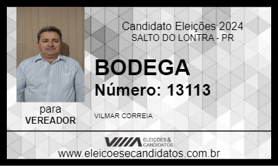 Candidato BODEGA 2024 - SALTO DO LONTRA - Eleições