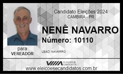 Candidato NENÊ NAVARRO 2024 - CAMBIRA - Eleições