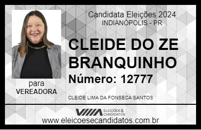 Candidato CLEIDE DO ZE BRANQUINHO 2024 - INDIANÓPOLIS - Eleições